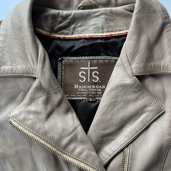 STS Ranchwear Tan Leather Jacket Moto Style - Picture 10 of 13
